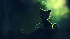 Apofiss水彩插画作品：小黑猫Yin壁纸1920x1080第6张1920*1080桌面