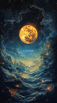 金色月亮高清模板免费下载-趣麦麦图