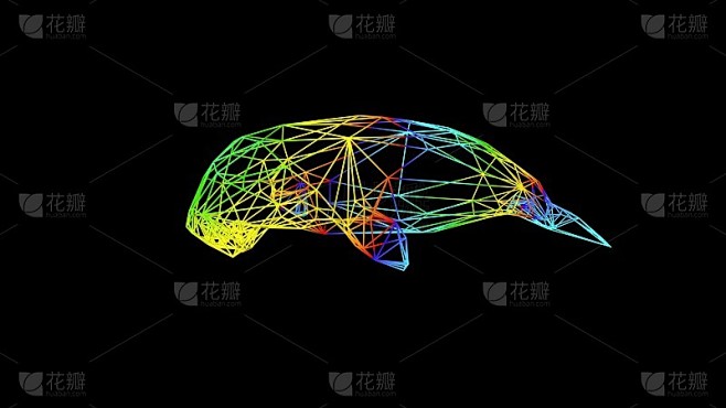 一个艺术对象的3d渲染与彩色绳线在黑色