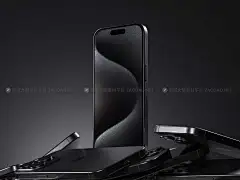 全新苹果官方iPhone 15 Pro黑钛金风手机高清壁纸背景图插图2