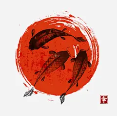 手绘鲫鱼高清素材 中国风 手绘 橙色 水墨画 水彩画 鱼类 鲫鱼 免抠png 设计图片 免费下载