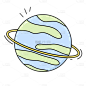 手绘-外星人可爱贴纸-地球