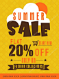 Summer sale flyer, banner or poster with flat discount only on fashion collections.