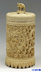 龙纹象牙雕刻茶叶罐