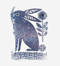 版画兔子_新图网 https://ixintu.com 手绘兔子 向日葵 复古 花纹