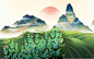 中国风卡通茶文化茶叶插画背景