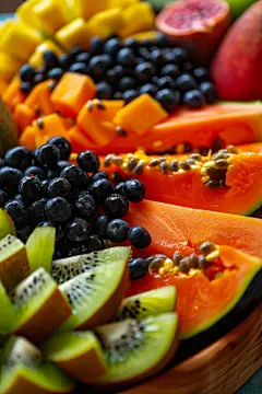 一堆新鲜的木瓜水果拼盘图片