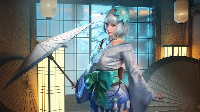 CG和风美女 CG游戏插画-花瓣网