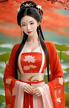 汉服，荷塘，淑女，壁纸，浪漫与文艺的完美融合 - 哔哩哔哩