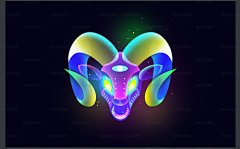 扁平化狮子座袋鼠星空唯美海报炫光多彩幻想手机配图psd设计素材-淘宝网