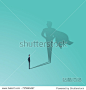 Business ambition and success vector concept. Businessman with superhero shadow as symbol of power, leadership, courage, bravery. Eps10 vector illustration.