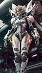 Heraldic character design featuring a futuristic, hyper realistic space suit with white boots. Japanese influence is present in the nesting rosea details. Cinematic lightning adds to the mysterious epic fantasy vibe. Created in 8k for CGSociety.
