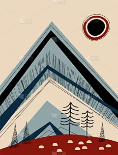 山,地形,斯堪的纳维亚半岛,纺织品,云,复古风格,现代,古典式,中国,松树