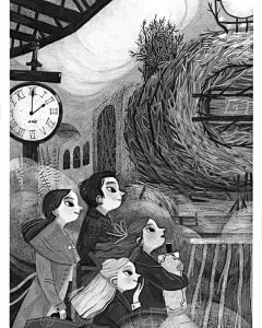 rebecca green的黑白稿。真的太出彩了，黑白灰处理的很好#怼怼插画##果子插画课堂##儿童插画# ​​​​