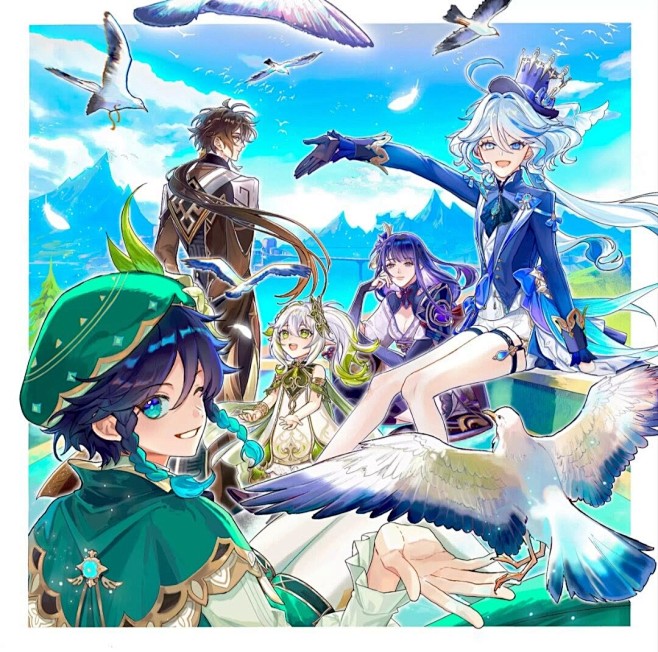 原神 五神同人