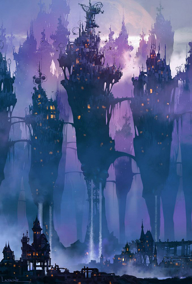 背景 城堡 紫色 魔幻