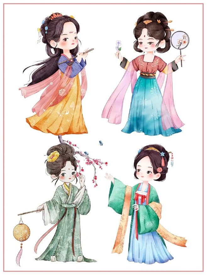 1⃣0⃣Q版|古风少女国潮古装汉服插画素...