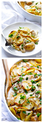 Easy Lemon Chicken Potato Casserole -- one of my family's favorite recipes! | gimmesomeoven.com #easy #recipe #dinner