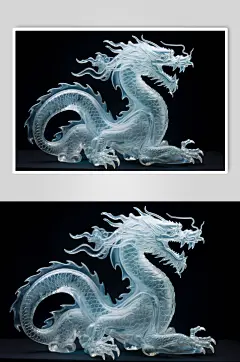 AI数字艺术龙年冰雕雕塑模型