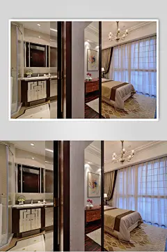 明亮时尚现代卧室浴室简约家居画册图片