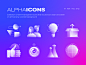 Alpha Icons Collection应用程序未来技术最小集合Alpha图标集徽标设计Web应用程序品牌概念符号ui透明图标渐变抽象矢量