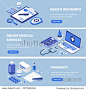 Medical services banners set. Can use for web banner  infographics  hero images. Flat isometric vector illustration.
