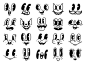 Premium Vector | Vintage 50s cartoon and comic happy facial expressions. old animation funny face caricatures. retro quirky characters smile emoji vector set