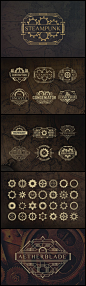 #图标# #徽章# #蒸汽朋克#12 Steampunk Badges & Cogs