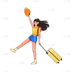 卡通感劳动节女生元素贴纸