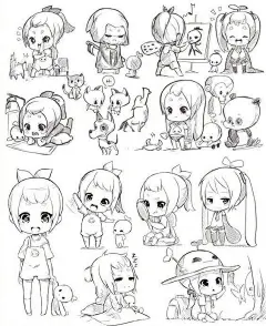 【孤星翼 第164期】近百个萌系姿势的手绘表现形式，想要手绘超萌的人物角色，不掌握姿势动作怎么能行，通过这些姿势可以解锁出多种人物角色表现哦。 ​​​​