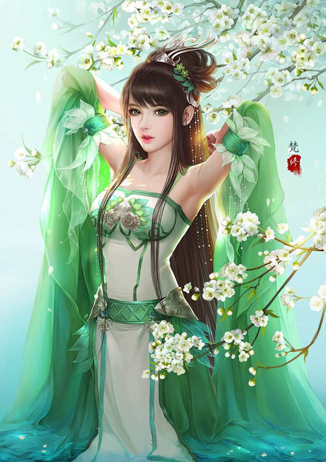 【天下三·冰心堂】古风插画  墨白-梵修...