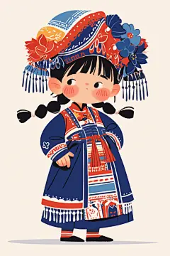 人物民族女生图片插画