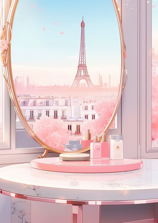 a pink mirror sittin...