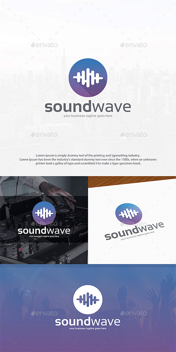 声波标志设计——矢量抽象Sound Wave Logo Design - Vector Abstract音频,音频软件、audiotech节拍 ...