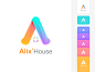 Alix'Hous house illustration brand design vi logo