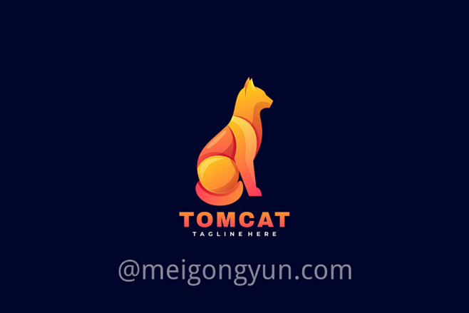 渐变多彩汤姆猫动物LOGO商标矢量素材 ...