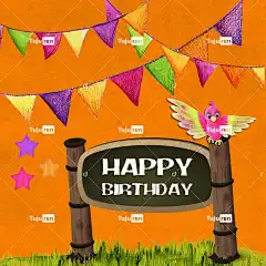 生日快乐 符号 橙色的 问候 卡片 孩子 丰富多彩的 可爱的