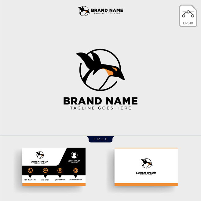 LOGO标志设计圆形边框企鹅头像
