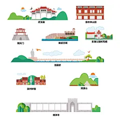 福建泉州旅游景点城市剪影泉州地标建筑标志AI矢量设计素材