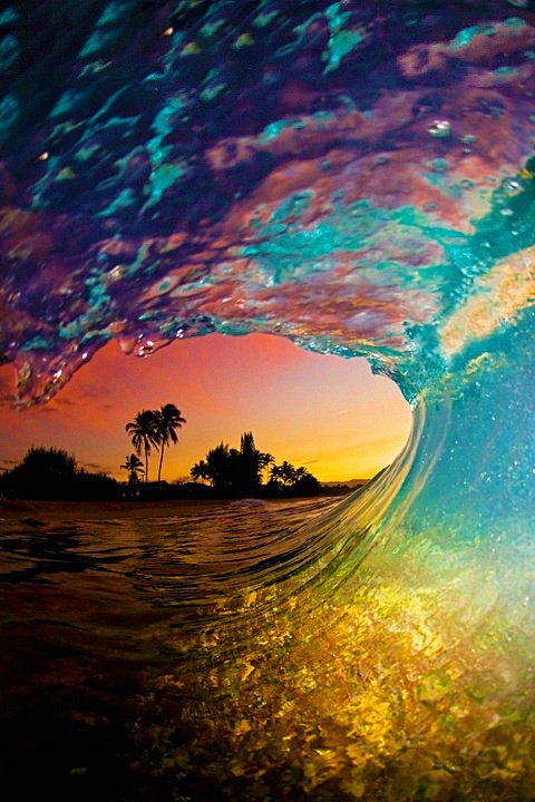 水，落日，色彩缤纷