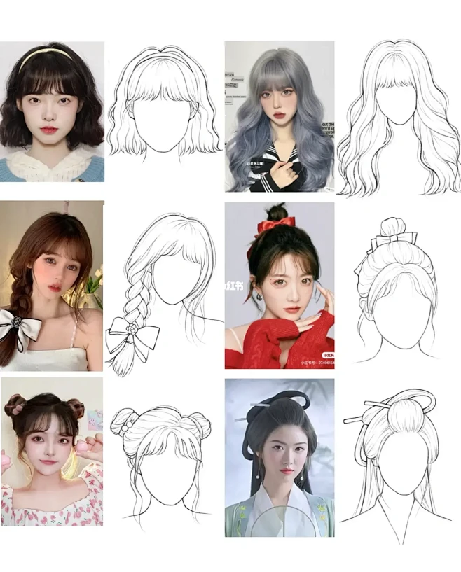 女生头发线稿练习