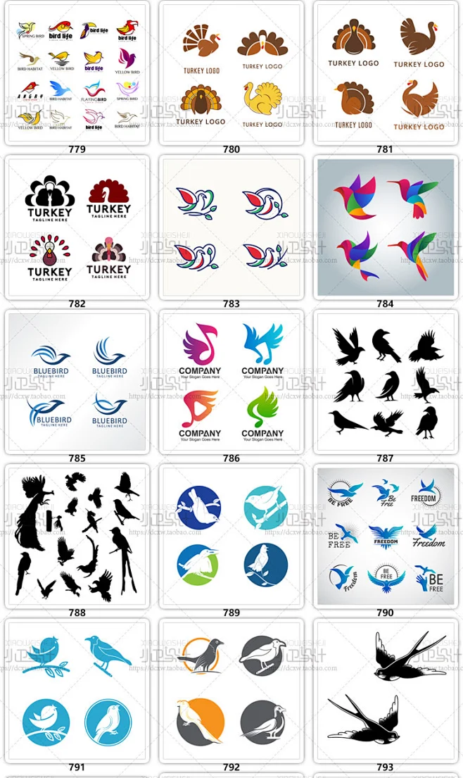 禽类小鸟标志bird鹦鹉大嘴鸟商标LOGO图标店标头像插画设计素材集-淘宝网-花瓣网
