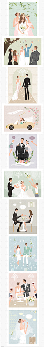 手绘插画情侣求婚婚礼结婚主题海报邀请函卡片背景模版AI矢量素材-淘宝网 #素材#