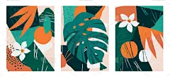set collages contemporary floral modern exotic