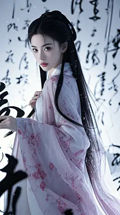 手机高清壁纸，书法美女，挥毫泼墨，娇柔妩媚 - 小红书