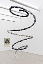 Installation view of ‘Dark Matters’ by Jean-Michel Othoniel at Galerie Perrotin, New York | Suspended as the artworks are, their stilled movement reminds you of a dancer, a whirling mobile — or, as the titles suggest, a tornado. Jean-Michel Othoniel’s ele