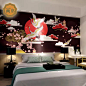 日式餐厅酒吧卧室个性墙纸电视背景墙艺术壁纸定制壁画浮世绘-淘宝网
