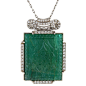 Carved Emerald and Platinum Necklace, 1920s
雕花翡翠白金项链，20世纪20年代