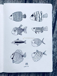 余鱼设计采集到原创-黑白装饰手绘