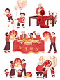 春节新年人物插画合集春节习俗